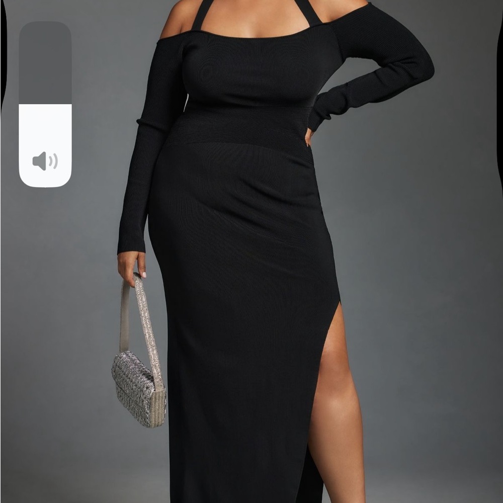 Anthropologie Black Off-the-Shoulder Cocktail Dress